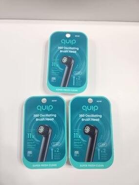 3X ( 2 Pack) Quip Black 360 Oscillating Brush Head Replacement